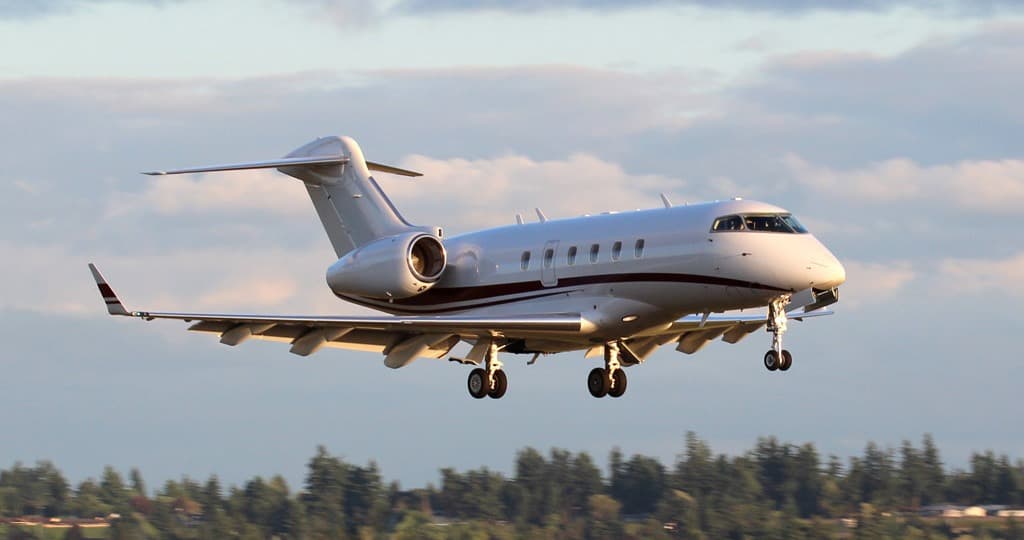Private jet in flight
